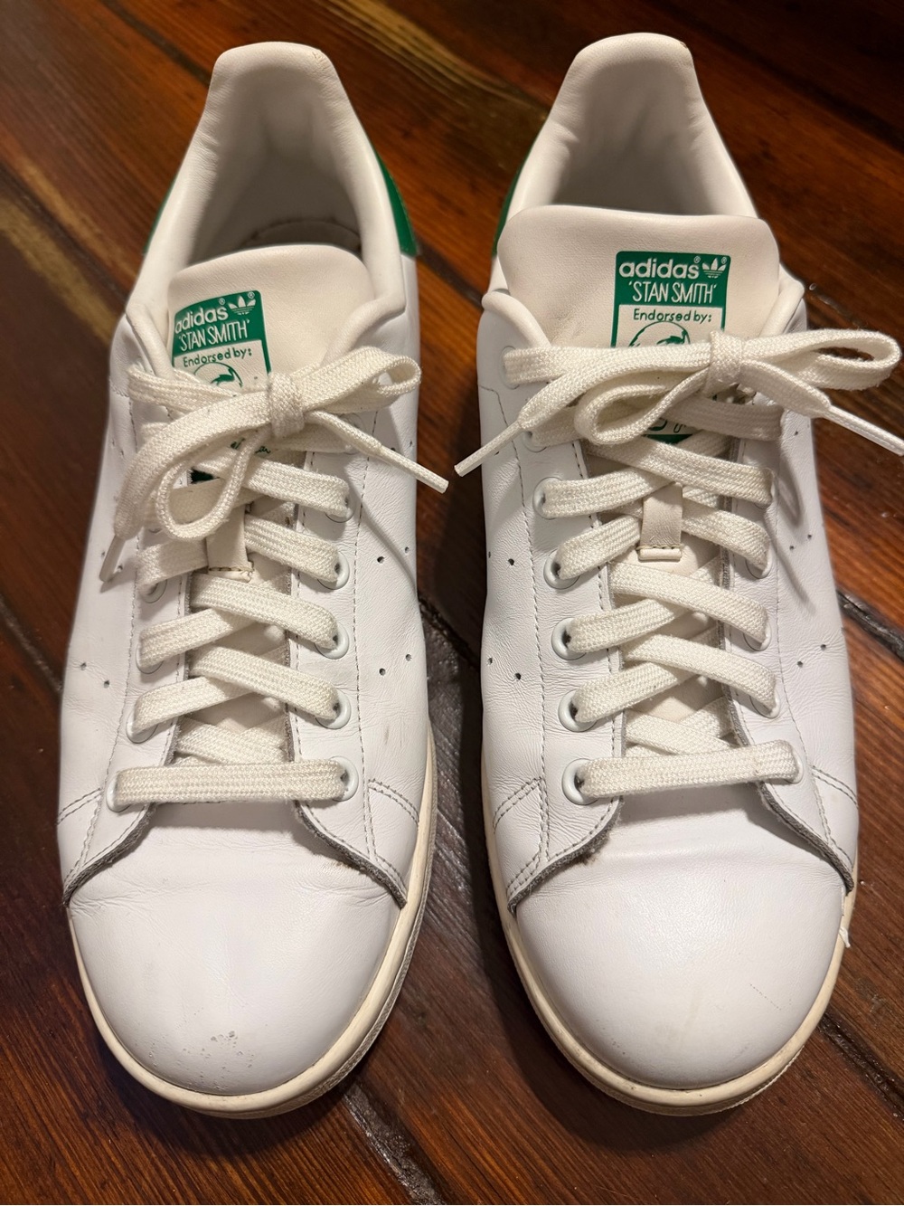 adidas Stan Smith White Sneakers with Green Heel Tab